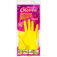 Перчатки хозяйственные XL ЖЕЛТЫЕ ЛАТЕКСНЫЕ "Household Gloves" 1/12/240, 1 шт.