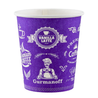 Стакан бумажный 250мл D80 мм 1-сл для горячих напитков GURMANOFF фиолетовый EP, 50 шт./упак