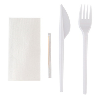 Комплект №4 500 вилка, нож, зубочистка, салфетка БЕЛЫЙ PS "NN" Комплект №4 500 вилка, нож, зубочистка, салфетка БЕЛЫЙ PS "NN"