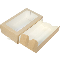 Коробка для пирожных ДхШхВ 180х110х55 мм с окном КАРТОН КРАФТ GDC 1/50/300, 50 шт./упак