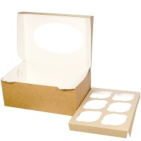 Коробка для пирожных ДхШхВ 250х170х100 мм с окном КАРТОН КРАФТ GDC 1/25/150, 25 шт./упак
