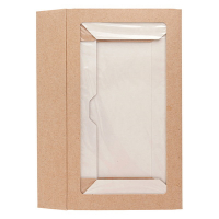 Контейнер бумажный с окном 1450мл ДхШхВ 260х150х40мм 25шт TABOX прямоугольный КРАФТ "OSQ"