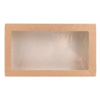 Контейнер бумажный с окном 1450мл ДхШхВ 260х150х40мм 25шт TABOX прямоугольный КРАФТ "OSQ"