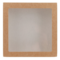 Контейнер бумажный с окном 1555мл ДхШхВ 200х200х55мм 25шт TABOX квадратный КРАФТ "OSQ" Контейнер бумажный с окном 1555мл ДхШхВ 200х200х55мм 25шт TABOX квадратный КРАФТ "OSQ"