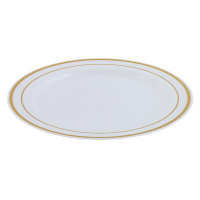 Тарелка одноразовая d 260мм 10шт ВИНТАЖ мелкая PS БЕЛАЯ С ПОЛОСОЙ ""