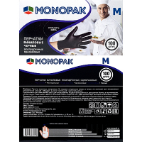 Перчатки одноразовые ВИНИЛОВЫЕ M 100 шт/уп ЧЕРНЫЕ "MONOPAK" 1/20, 1 шт.