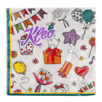 Салфетка бумажная 3-сл 33х33 мм 20 шт ДЕНЬ РОЖДЕНИЯ "KLEO"