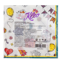 Салфетка бумажная 3-сл 33х33 мм 20 шт ДЕНЬ РОЖДЕНИЯ "KLEO"