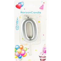 Свеча для торта ЦИФРА 0 МЕТАЛЛИК "Horizon Candles" 1/1, 1 шт.