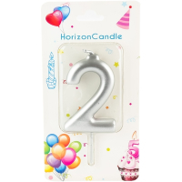 Свеча для торта ЦИФРА 2 МЕТАЛЛИК "Horizon Candles" 1/1, 1 шт.