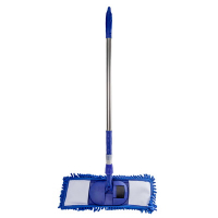 Швабра флаундер в комплекте с МОП 450 мм h1300 мм плоский с карманами с телескоп рукояткой СИНЯЯ МИКРОФИБРА "NN"